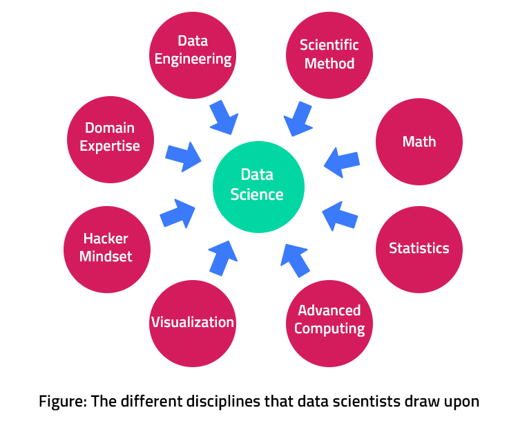 the different disciplines that data scientists draw upon